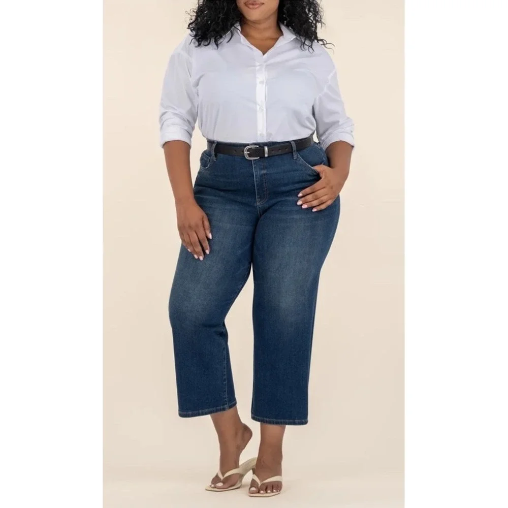 Kut From The Kloth Charlotte Fab Ab Culotte Wide Leg Jeans Size 16 Stretch Denim
